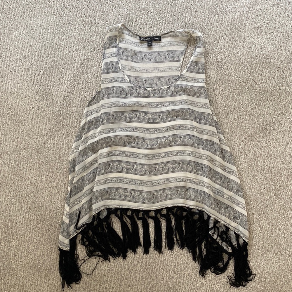 Elizabeth and James silk top with fringe